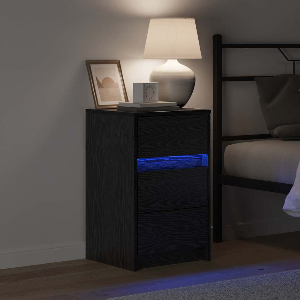 Bedside Cabinet Black Oak 38 x 34 x 61 cm Engineered wood