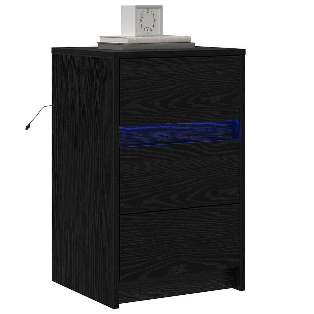 Bedside Cabinet Black Oak 38 x 34 x 61 cm Engineered wood