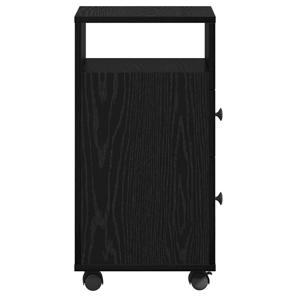 Narrow Bathroom Cabinet with Wheel Black oak 33 x 23 x 65 cm