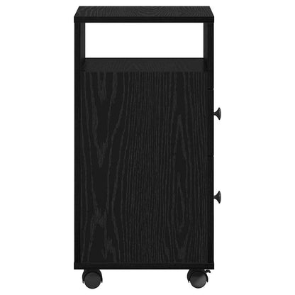 Narrow Bathroom Cabinet with Wheel Black oak 33 x 23 x 65 cm