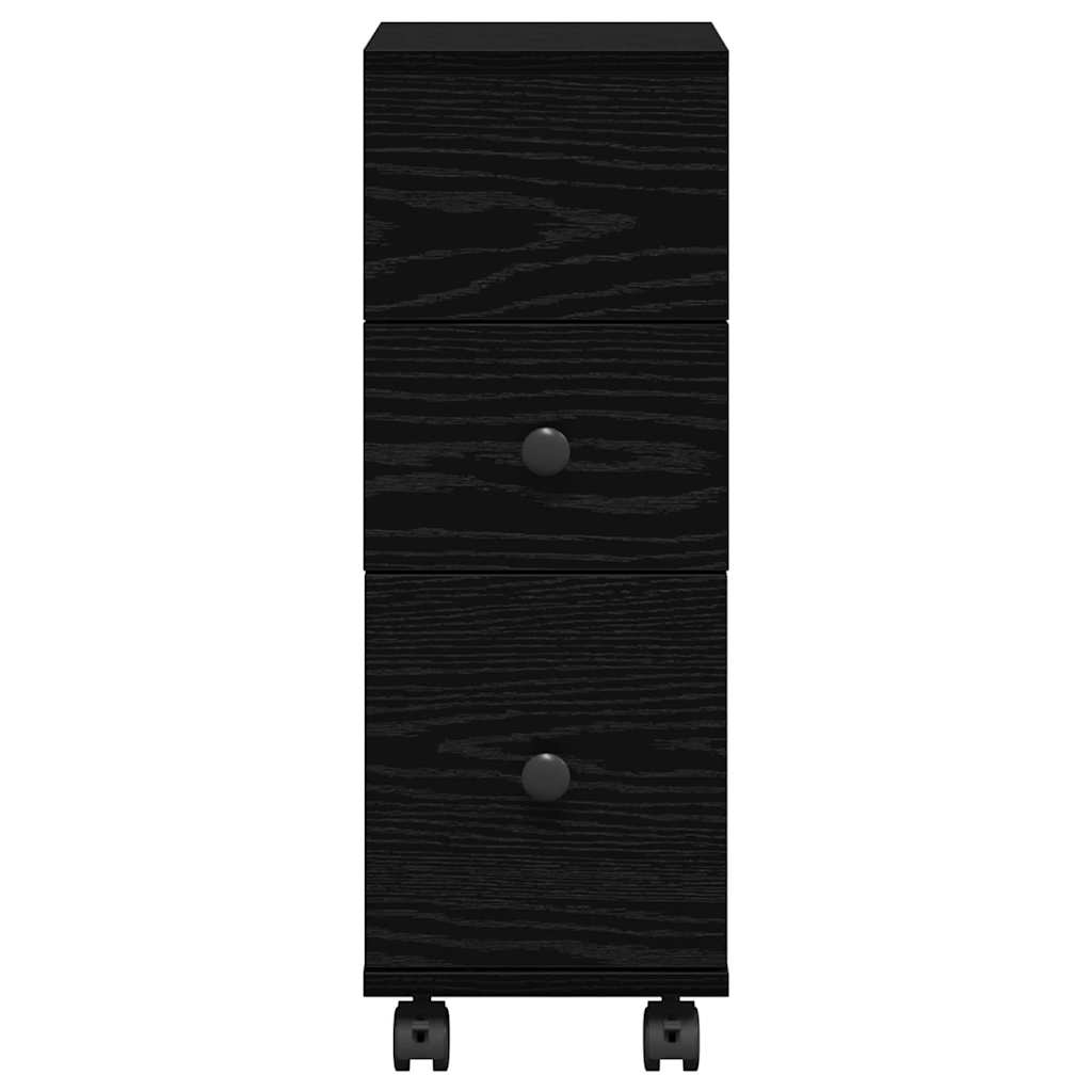 Narrow Bathroom Cabinet with Wheel Black oak 33 x 23 x 65 cm