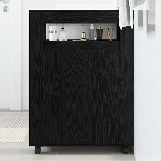 Narrow Bathroom Cabinet Black oak 65 x 23 x 87 cm