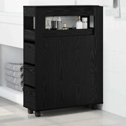 Narrow Bathroom Cabinet Black oak 65 x 23 x 87 cm