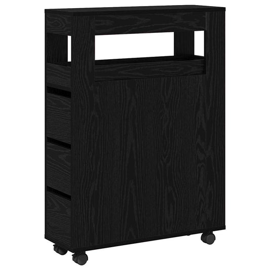 Narrow Bathroom Cabinet Black oak 65 x 23 x 87 cm
