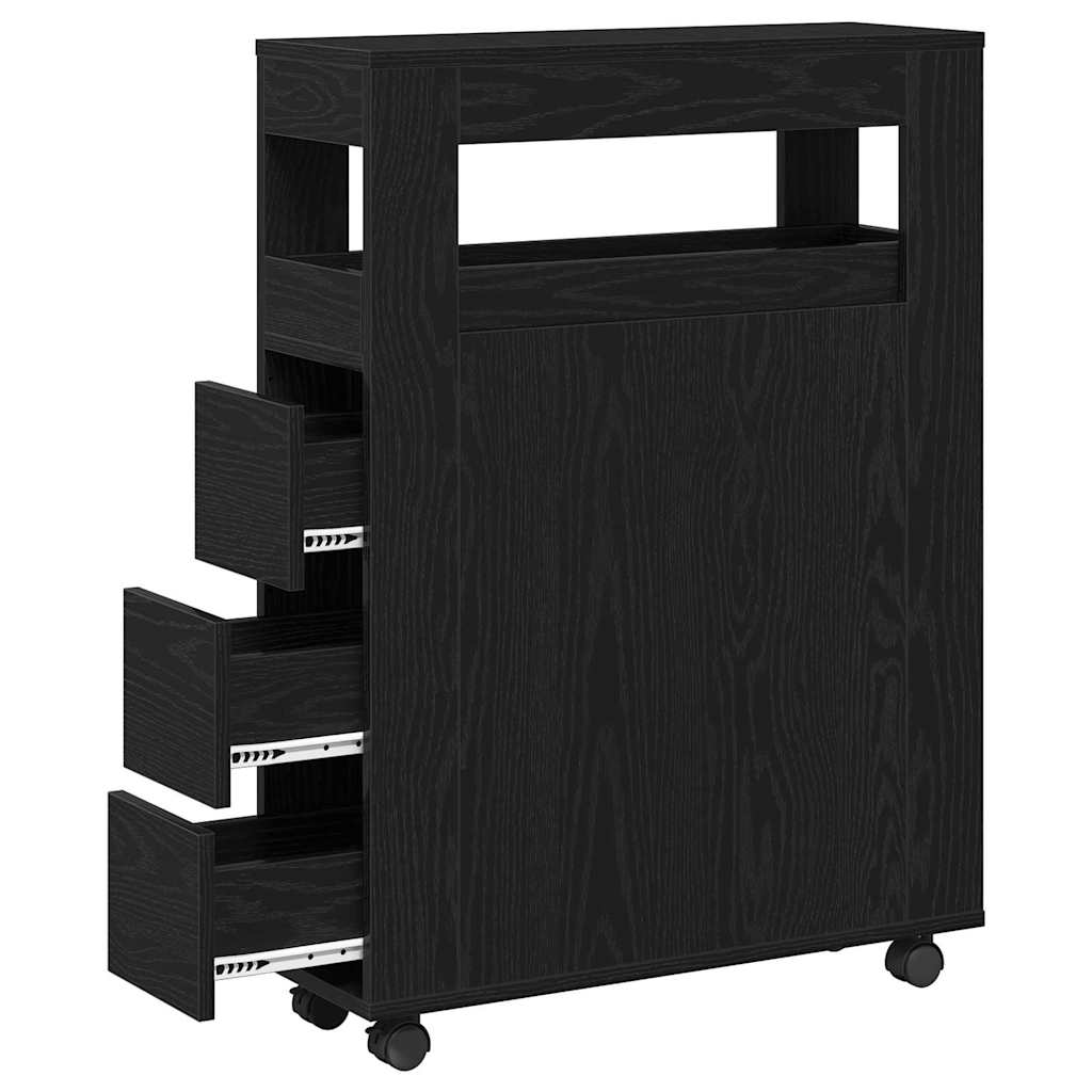 Narrow Bathroom Cabinet Black oak 65 x 23 x 87 cm