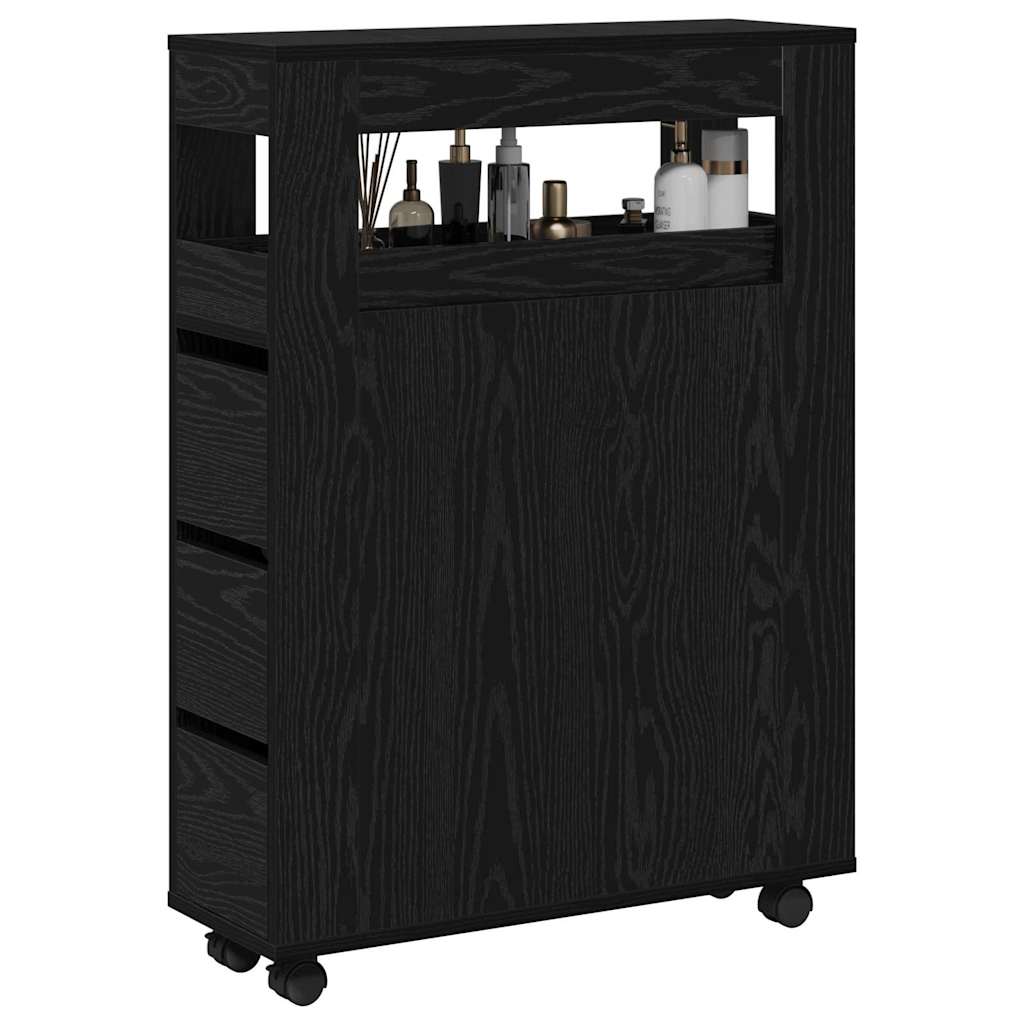 Narrow Bathroom Cabinet Black oak 65 x 23 x 87 cm