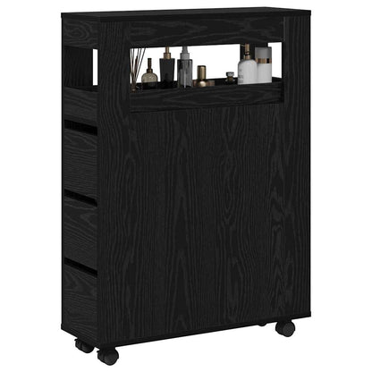 Narrow Bathroom Cabinet Black oak 65 x 23 x 87 cm