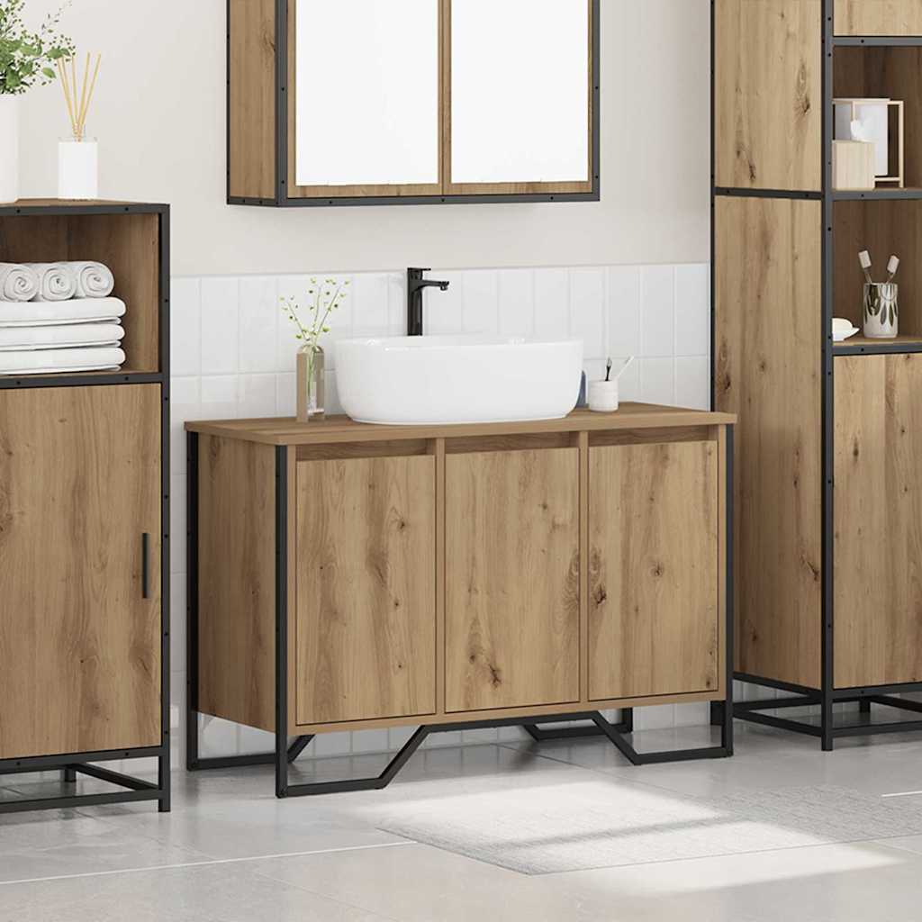 Bathroom Sink Cabinet with Storage Artisan Oak 91 x 35 x 60 cm