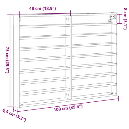 Display Cabinet Wall-Mounted Artisan Oak 100 x 8.5 x 75 cm