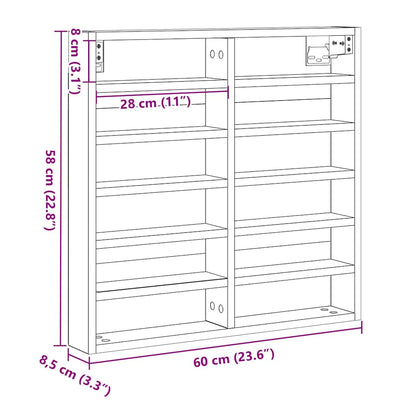 Display Cabinet Old Wood 60 x 8.5 x 58 cm Engineered Wood