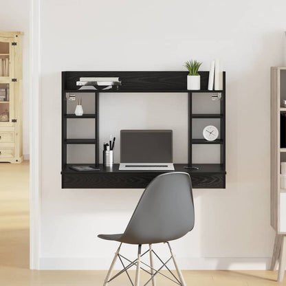 Wall-Mounted Desk Black oak Engineered wood 105 x 48 x 75 cm