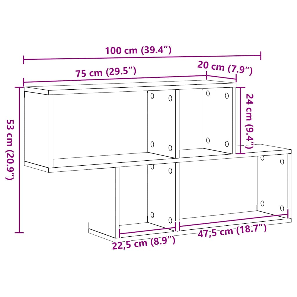 Wall Shelf Wall-Mounted Brown Engineered Wood