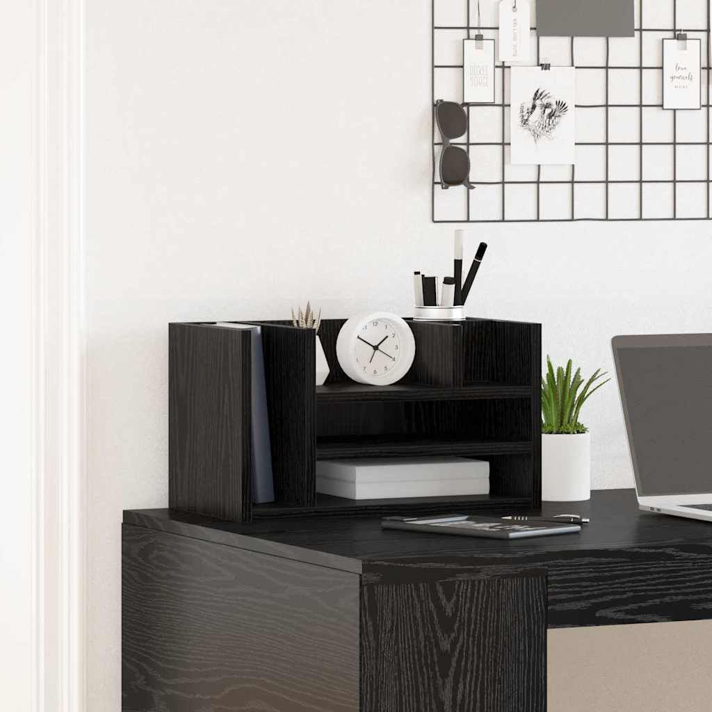 Desk Organiser Black Oak 44.5 x 24 x 25 cm Engineered Wood