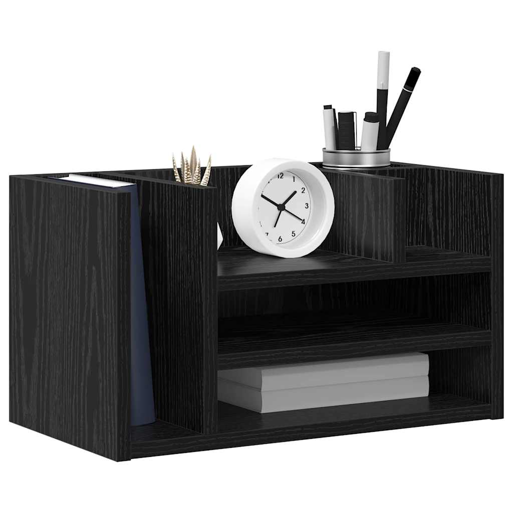 Desk Organiser Black Oak 44.5 x 24 x 25 cm Engineered Wood