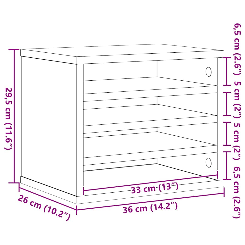 Desk Organiser Black Oak 36 x 26 x 29.5 cm Engineered Wood