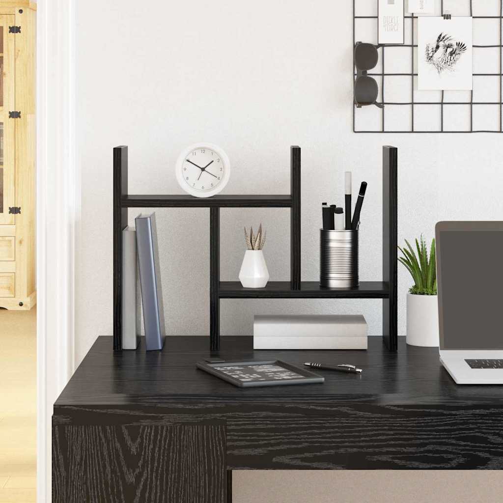 Desk Organiser Black Oak 50 x 15.5 x 35.5 cm Engineered Wood