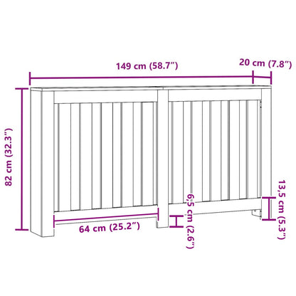 Radiator Cover Black Oak 149 x 20 x 82 cm Engineered Wood