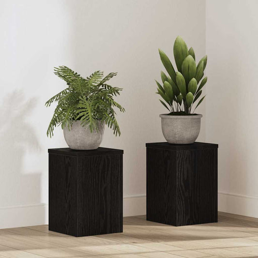 Plant Stand 2 pcs Black Oak 20 x 20 x 30 cm Engineered Wood