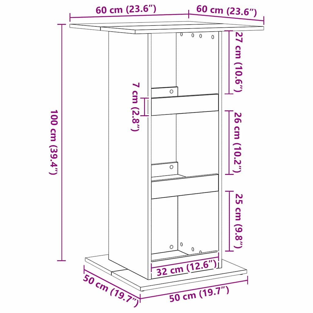 Bar Table with Shelf Black Oak 60 x 60 x 100 cm Engineered Wood