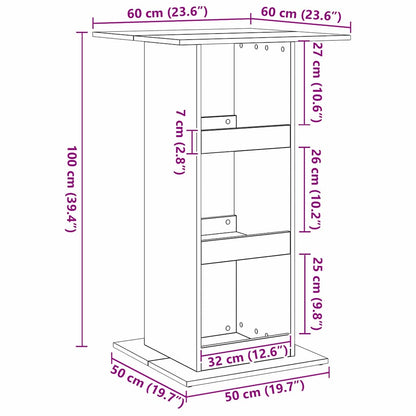 Bar Table with Shelf Black Oak 60 x 60 x 100 cm Engineered Wood