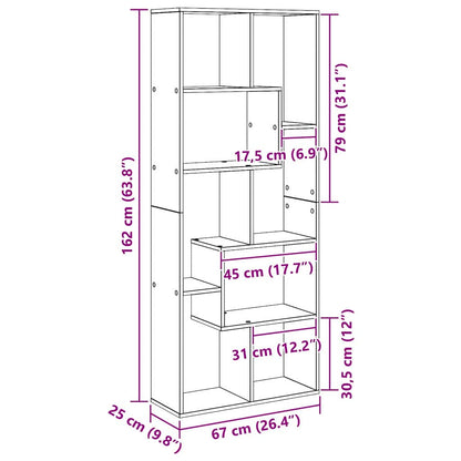 Book Cabinet Black Oak 67 x 25 x 162 cm Engineered Wood