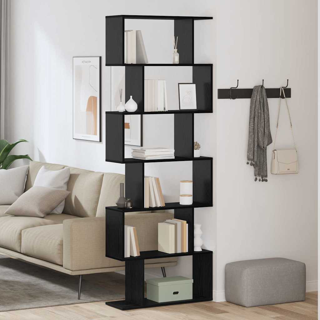 Book Cabinet Black Oak 70 x 24 x 193.5 cm Engineered Wood