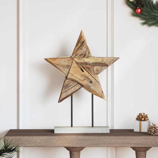 Christmas Star LEDs Brown 43.5 x 13.5 x 59 cm Solid Teak Wood