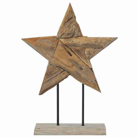 Christmas Star LEDs Brown 43.5 x 13.5 x 59 cm Solid Teak Wood