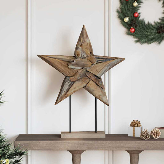 Christmas Star LEDs Brown 59.5 x 18 x 74 cm Solid Teak Wood