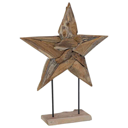 Christmas Star LEDs Brown 59.5 x 18 x 74 cm Solid Teak Wood