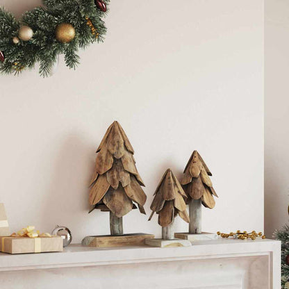 Christmas Tree 3 pcs Brown 40 cm Solid teak wood