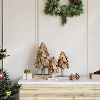Christmas Tree 3 pcs Brown 40 cm Solid teak wood