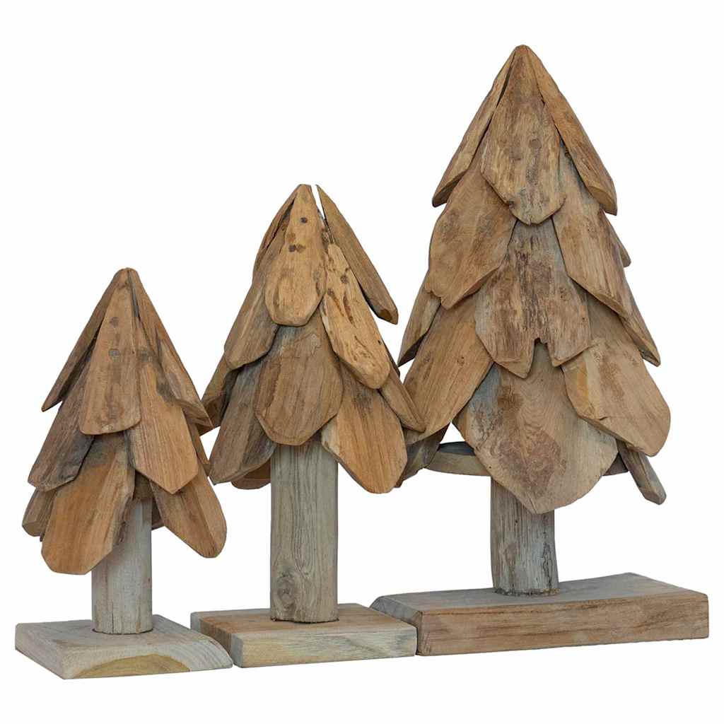 Christmas Tree 3 pcs Brown 40 cm Solid teak wood