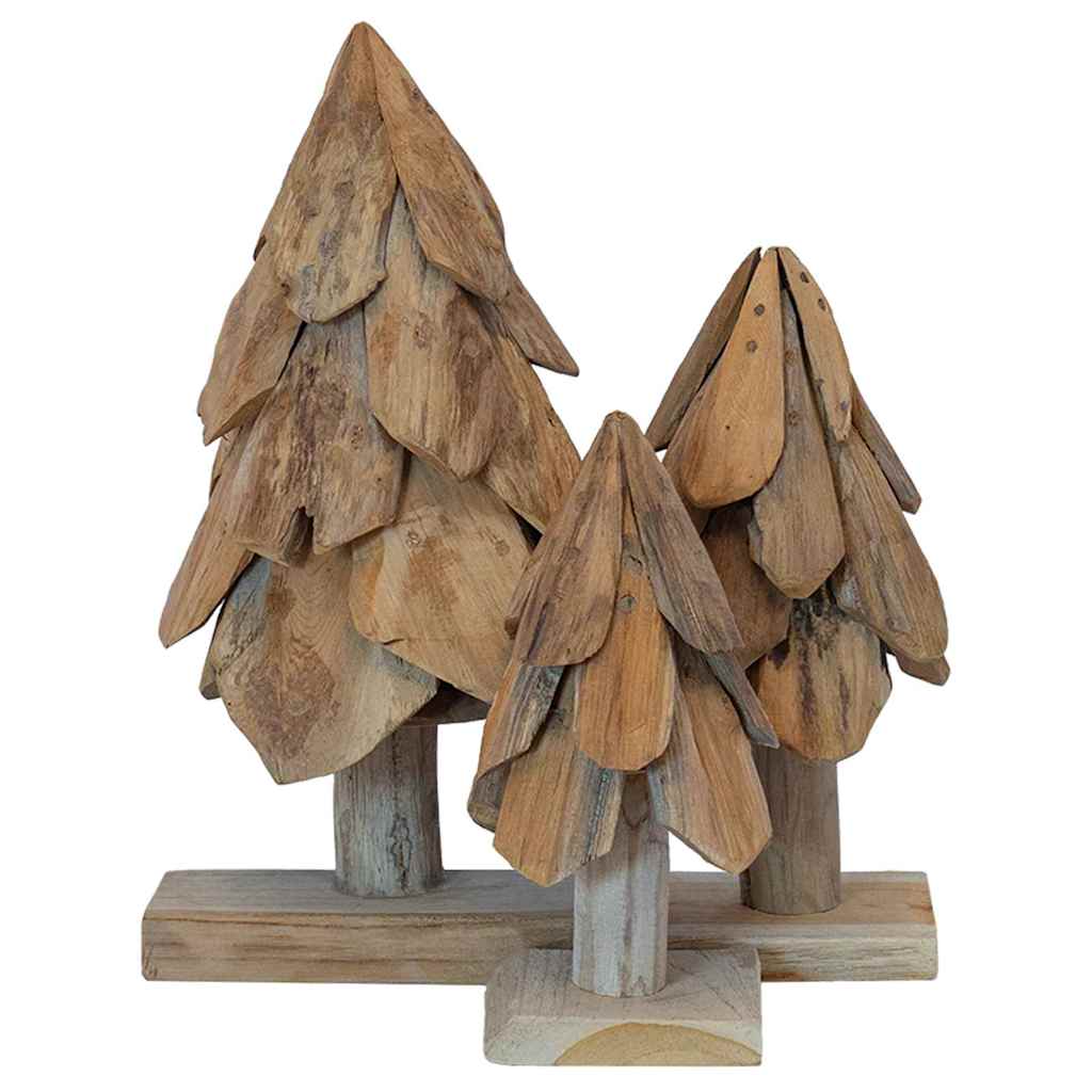 Christmas Tree 3 pcs Brown 40 cm Solid teak wood