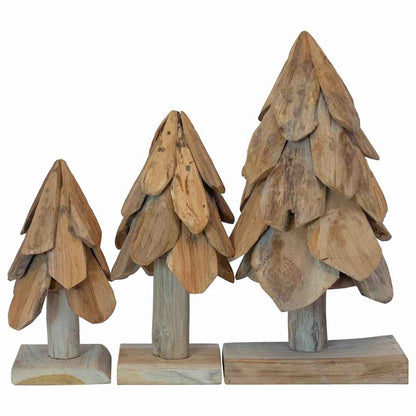 Christmas Tree 3 pcs Brown 40 cm Solid teak wood