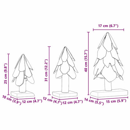 Christmas Tree 3 pcs Brown 40 cm Solid teak wood
