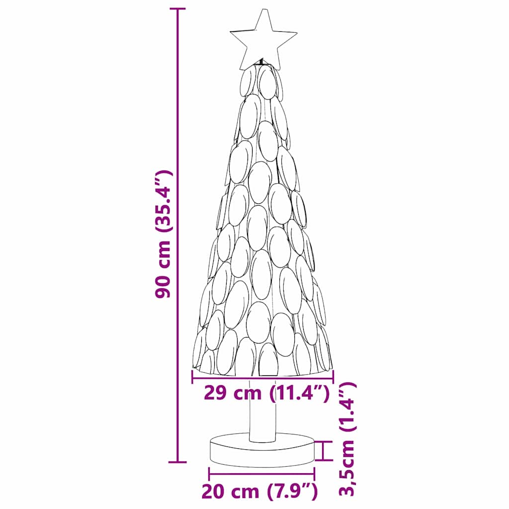 Christmas Tree with Stand Brown 90 cm Solid teak wood