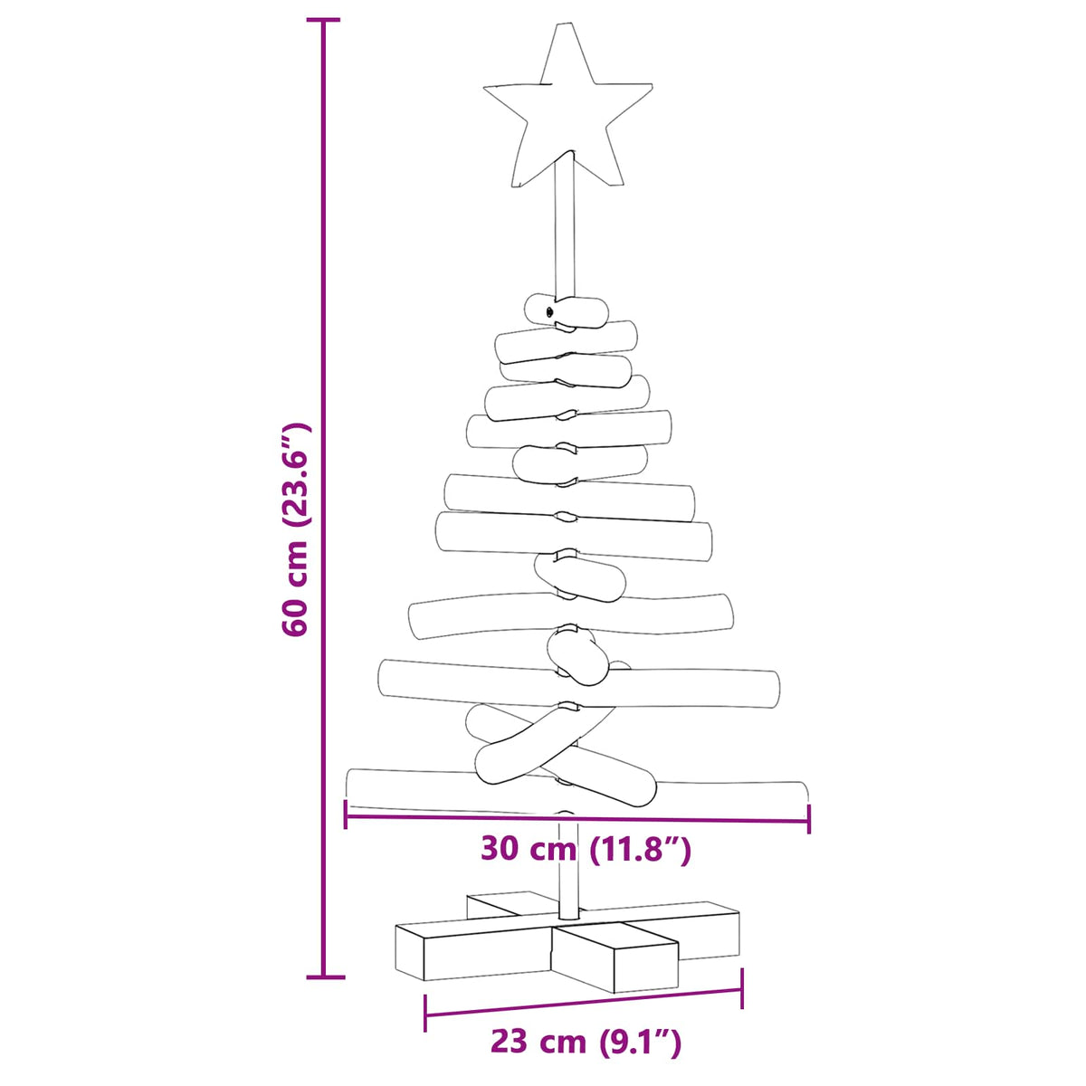 Christmas Tree Brown 60 cm Solid teak wood
