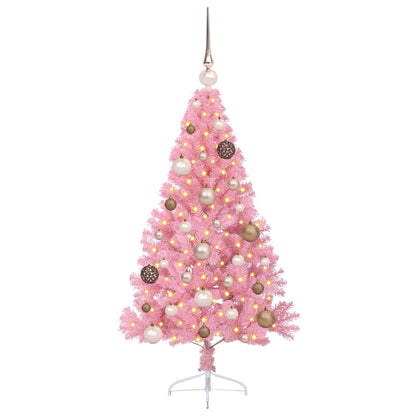 Artificial Pre-lit Christmas Tree with 150 LEDs Pink 120 cm PVC