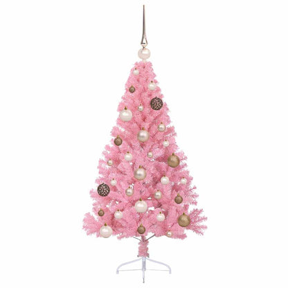 Artificial Pre-lit Christmas Tree with 150 LEDs Pink 120 cm PVC