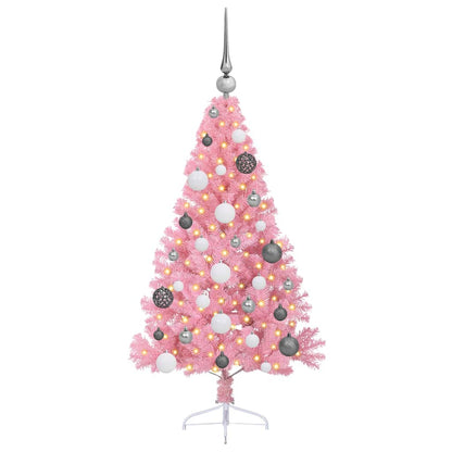 Artificial Pre-lit Christmas Tree with 150 LEDs Pink 120 cm PVC