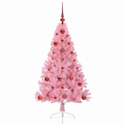Artificial Pre-lit Christmas Tree with 150 LEDs Pink 120 cm PVC