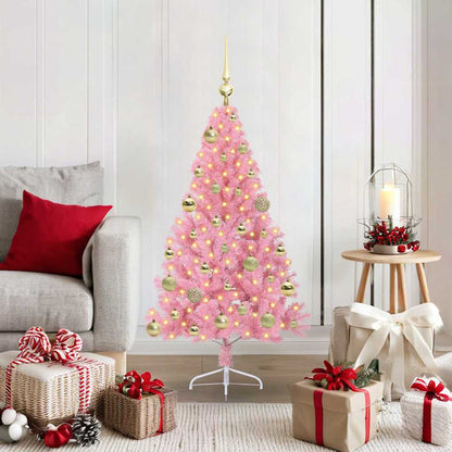 Artificial Pre-lit Christmas Tree with 150 LEDs Pink 120 cm PVC