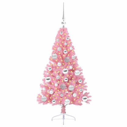 Artificial Pre-lit Christmas Tree with 150 LEDs Pink 120 cm PVC