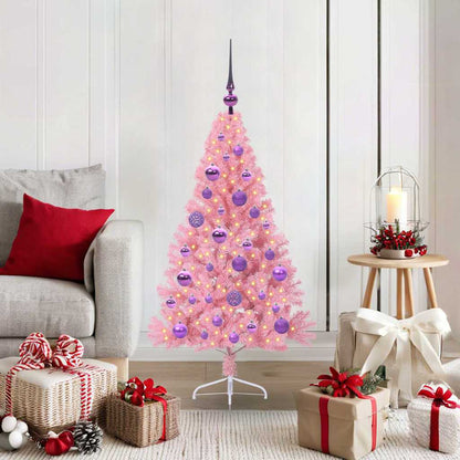 Artificial Pre-lit Christmas Tree with 150 LEDs Pink 120 cm PVC