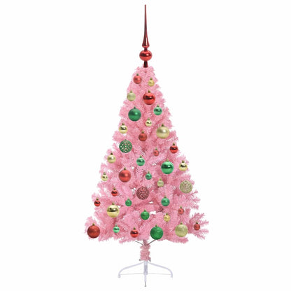 Artificial Pre-lit Christmas Tree with 150 LEDs Pink 120 cm PVC