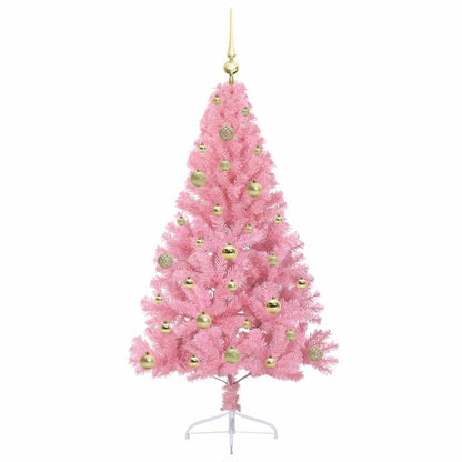 Artificial Pre-lit Christmas Tree with 150 LEDs Pink 150 cm PVC
