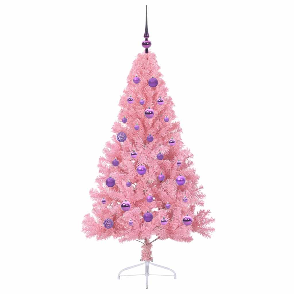Artificial Pre-lit Christmas Tree with 150 LEDs Pink 150 cm PVC