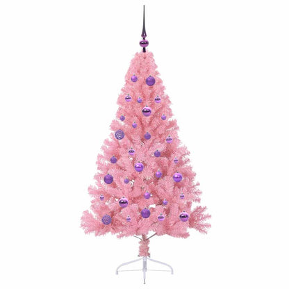 Artificial Pre-lit Christmas Tree with 150 LEDs Pink 150 cm PVC