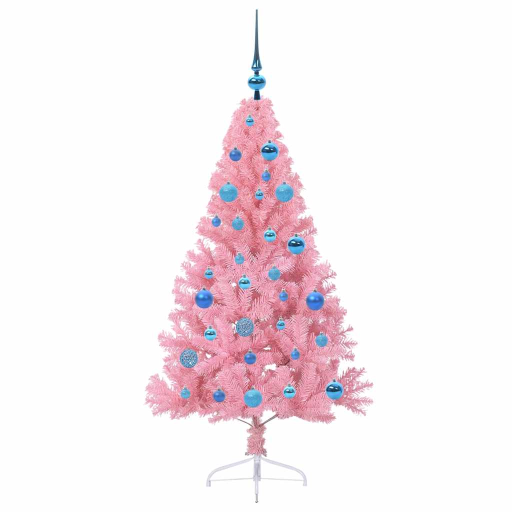 Artificial Pre-lit Christmas Tree with 150 LEDs Pink 150 cm PVC